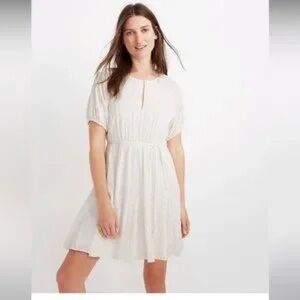 Pre owned Madewell Eyelet Tassel-Tie Mini white Dress